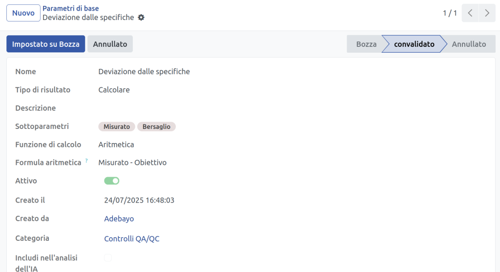 Interfaccia software per il controllo qualità