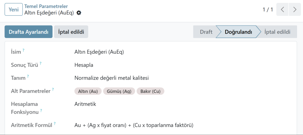 Jeoloji laboratuvarında hesaplanan parametre